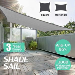 Tents And Shelters Gray 300D Waterproof Shade Sail Antiuv Tralight Awning Garden Pool Awning2022 Drop Delivery Sports Outdoors Camping Otlky