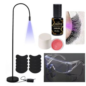 Wimpern UV -Lampe für Wimpern Erweiterungen Kit UV Kleberentferner Wimpern Erweiterungskit mit Kleber schnell Trocknungswimperlänger Schönheitstools