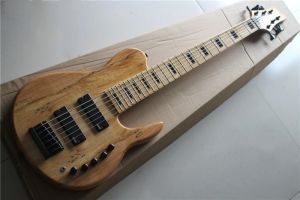 Guitar Flyoung 6 Strings Spalted Maple Maple Electric Bass Guitar z czarnymi blokami, oferuj dostosowanie