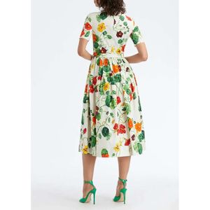 Projektant American Floral Printed wakacyjny nowa sukienka midi linia