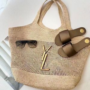 Kvinnor Lafiteegrasss Väskor Beach Woven Handväskor Purses Kvinna Handväskespåsar Designer Stora kapacitet Seaside Semester