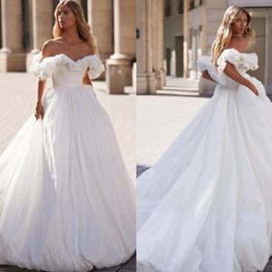 Milla Nova A Line Wedding Dress per la sposa Ruffle fuori spalla Country Weetring Wedding Trein Sweep Opsidos de Nolia Designer Boho Bridal Gowns Boho Bridal