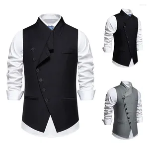 Men's Vests Male Sports Vest Slim Fit Sleeveless Wedding Waistcoat With Sloping Lapel Collar Single Breasted Business For Party