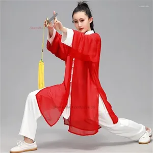 Etniska kläder 2024 Kinesiska Wushu Tai Chi Shawl Kungfu Accessories Cloak Tulle Dance Performance Sun Protection Clothes