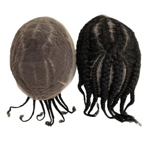 Toupees Brazilian Virgin Human Hair Replacement Number 8 AfroAmerican Corn Braids Toupee 8x10 Full Lace Unit for Black Men