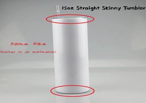 DIY Sublimation 15oz Straight Skinny Tumbler with Lid Straw Leakproof Stainless Steel Straight Water Bottles Double Wall Insulated4564653