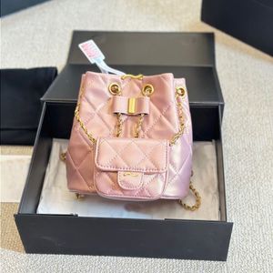 Zaino di lusso da donna Mini borsa con coulisse Panino Madre Fondo lucido Grande logo in pelle di vitello Comoda borsa retrò squisita piccola borsa per libri Tote Sh