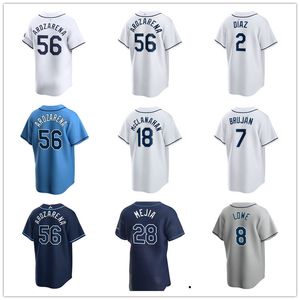 Maglie da baseball personalizzate Uomo donna Gioventù Bambini 54 Austin Shenton 56 Randy Arozarena 1 Richie Palacios 43 Harold Ramirez 10 Amed Rosario 22 Jose Siri 12 Wade Boggs