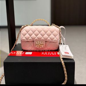 Torka górna torba klasyczna CF Letter Uchwyt Inkrustowany Rhinestone Crossbody Bag Fashion Mini torebka Kobiet Diamentowy metalowy łańcuch BA