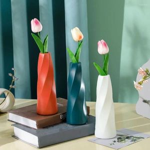 Vazolar Muhteşem Plastik Çiçek Vazo Nordic Modern-Fall Konteyner Pot DIY Uzun Masaüstü Süsler Ev