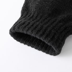 Autumn and Winter New Pure Black Knitted Wool Half-finger Warm Gloves Men's Finger-exposed Half-length Work Writing Gloves for Women