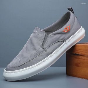 Sapatos casuais 2024 Men's Spring Canvas Leisure Driver Anti-Slip Trabalho leve deslize respirável em sapatos masculinos#23020