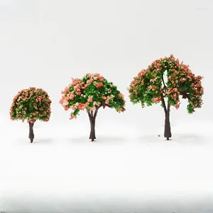 Decorative Flowers 10Pcs Construction Sand Table Model Tree Micro Landscape Mini Plastic Flower Handmade Simulation