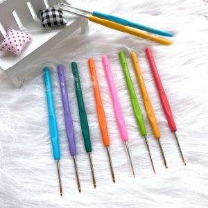 1Pcs Rubber Handle Crochet Hooks Needles 0.5mm-2.5mm Small Lace Yarn Weave Knitting Needles Hook For Dolls Tools 16 Sizes Hooks