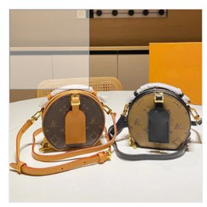 Petite Boite Chapeau Designer Torby na ramię Kobiety Crossbody prawdziwa skórzana torba na torbę okrągłą torebkę moda kwiat solidna brązowa mała torba