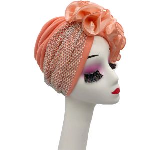 2023 New Diamonds Turban Cap for Women Ruffled African Lady Head Wraps Nigeria Party Headpiece Female Headscarf Bonnet