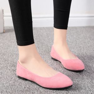 Frauen flache Schuhe Trend Einfacher süßer klassischer Süßigkeiten Farben Herbst Sommer Casual Flock Flats Boat süßes Mädchen Büro 240329