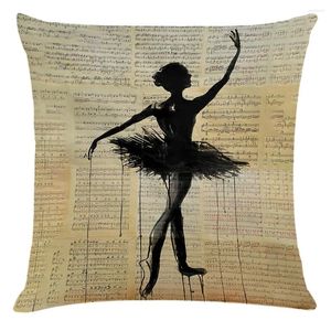 Pillow Dancing Girl Princied Cotton Capa de linho sofá -cama Decoração da casa da sala de casa MF465