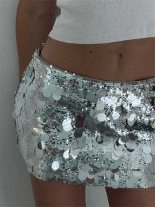 Urban Sexy Dresses CHRONSTYLE Women Sequined Skirts Sparkle Bodycon Short Mini Skirts Shiny Glitter Pencil Skirts Nightwear Party Clubwear 2023 New 2443