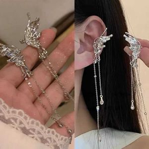 Dangle Chandelier Y2K Fairy Butterfly Tassel Ear Clips Angel Ear Bone Clip Earring Elf Female Hole Cuff Hanging Earring Fashion Jewelry H241102