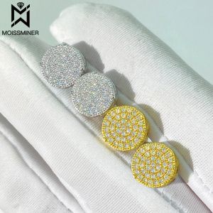 Brincos de 1,1 mm de brinco de moissanita redondo para mulheres Real Diamond Sier Ear Studs Men High -End Jewelry Pass Tester Frete grátis