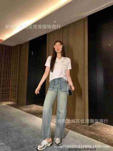 Projektantka Nanyou High End Nowy liter YS1 Back Pocket List Kobiet Kobiet Prosty Rurka Nowe dżinsowe spodnie 1Koz