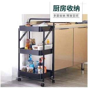 Kitchen Storage HOOKI Sh Factory Wholesale Living Room Rack Floor Movable Shelf Multi-Layer Organizing Shelves Trolley Ra