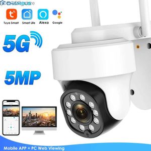 كاميرات CCTV أخرى Tuya 5MP IP كاميرا خارجية 5G WiFi Alexa Camera Google Home AI Tracking 4K 8MP Security Video Surveillance Smart Home Mini Cam Y240403