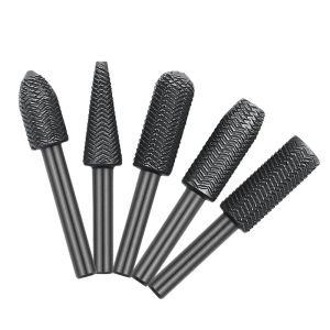 5pcs Rotary Steel File 6mm Shank Wood Drill Bits Burrs Metal Grinding Grooved Sanding Engraving Milling Polish Tool