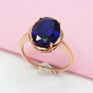 Cluster Rings 585 Purple Gold Fashion Light Luxury Inlaid Sapphire For Women Plated 14k Rose Creative Charm Wedding Jewelry Gift