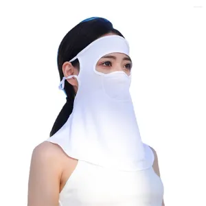 Lenços de seda de seda verão máscara de protetor solar Anti-UV Face Gini Protection Shield Mulheres decote
