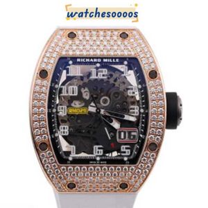時計豪華なメカニカルスイスムーブメントセラミックダイヤルラバーストラップシリーズRM029 18KゴールドダイアモンドセットダイヤルSWI HB23