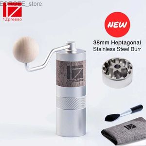 Coffee Makers 1ZPRESSO Q2 Manual Coffee Grinder Portable 38mm Hexagonal Stainless Steel Burr Coffee Grinder Stepwise Adjustment Manual crank Grinder Y240403