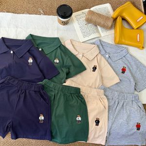 Boys Girls Summer Designer Tracksuits Kinder neue Mode Kurzarm-Kleidungsstücke Casual Revers T-Shirts Shorts zweiteilige Anzüge BH231