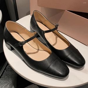 Casual Shoes Women's Mary Jane Flats Cow Leather Round Toe Mix Color Patchwork Ballerinas Soft Comfortable Daily For Women 2024