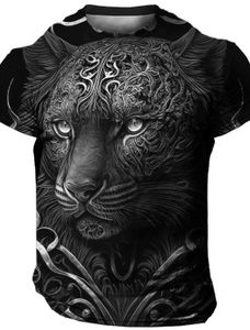 Męskie koszulki Mens T Shirt Graphic Animal Golden Lion Crew Szyja odzież odzież 3D Drukuj koszulki z krótkim rękawem