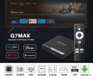 G7 Max 8K Android 11 ATV SMART TV BOX AMLOGIC S905X4 SET TOP BOX 4GB/64GB 1000M LAN AV1 YouTube 5G WiFiメディアプレーヤーBT5.0