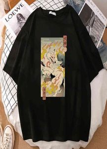 Impressão japonesa de fox tshirts masculinos de manga curta Homem de camisetas de anime Padrão de anime Hip Hop Camise