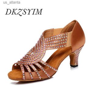 Scarpe eleganti Dkzsyim Rhinestone Dance latina Donne/Ladies Ballroom Salsa Spele morbide Festa/Sandali nuziali Teli High H240403