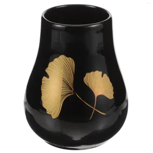 Vases Black Ceramic Vase Flower Arrangement Tabletop Gold Decor Crafts Decorative Dinning Pot Ceramics Dried Desktop Bookshelf