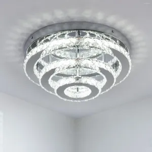 Taklampor Frixchur Modern Crystal Chandelier Round LED Light Flush Mount Chandeliers For Sovrum Living Room Kitchen Hall