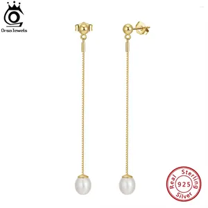 Dangle Brincos ORSA JÓIAS 925 Prata Esterlina Natural Cultivada Pérola Longa Corrente Para Mulheres Borla Festa Jóias GPE21