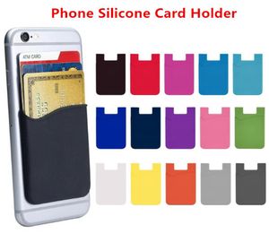 15 Colors Phone Card Holder Silicone Adhesive Stickon ID Credit Cards Wallet Case Pouch Sleeve Pocket Compatible with Smartphones9327152