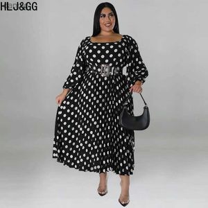 Vestidos sexy urbanos hlj gg elegante feminino polka dot club de festa vestido de festas plus size size as mulheres escravo A-line vestido com tanque de cinto Top Y240402