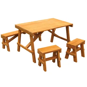 Camp Furniture KidKraft Wooden Outdoor Picnic Table With Three Benches Patio Amber For Ages 3