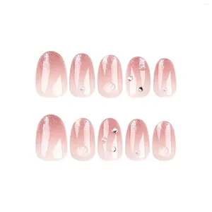 False Nails 24pcs Woman Almond Fake Nail Shiny Glitters Ombre Artificial Manicure Art For Salon Expert And Naive Women