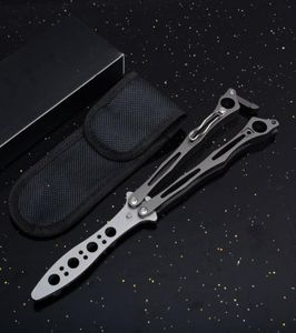 Specialerbjudande Butterfly Practice Flail Knife 440C Blade Steel Handle Trainer EDC Pocket Knives With Nylon Sheath4323994