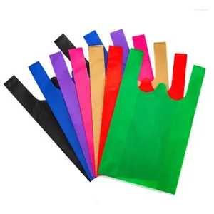 Stume da stoccaggio Borsa per la spesa riutilizzabile Candy Colore non tessuto pieghevole per promozione/regalo/scarpe da drogheria Shop 5 dimensioni