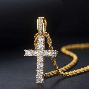 Hiphop Cross Cross Naszyjnik dla kobiet biżuteria Kobieta Mężczyźni Mężczyzny Łańcuch Gold Kolor Homme Biżuteria