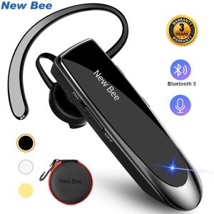 Hörlurar Nya Bee Bluetooth -headset v5.0 Trådlösa hörlurar Hörlurar med MIC 24 -timmars öronsnäckor Mini Handsfree för iPhone Xiaomi